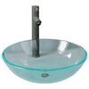 vidaXL Lavabo de ba&ntilde;o con grifo y desag&uuml;e de empuje vidrio templado