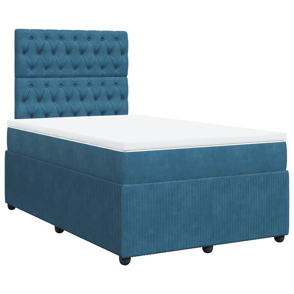 vidaXL Cama box spring con colch&oacute;n terciopelo azul oscuro 120x200 cm