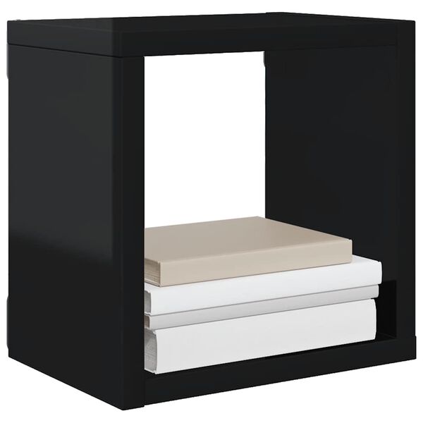 vidaXL Estantes cubo de pared 4 unidades negro brillo 22x15x22 cm