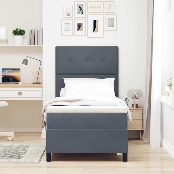 vidaXL Cama tipo Box Spring Gris oscuro 80 x 200 cm Terciopelo