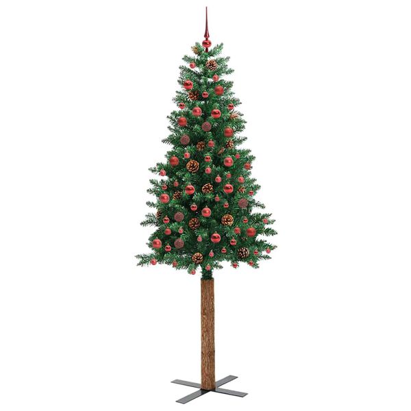 vidaXL Árbol de Navidad Delgado con 300 LED con soporte Verde 210 cm