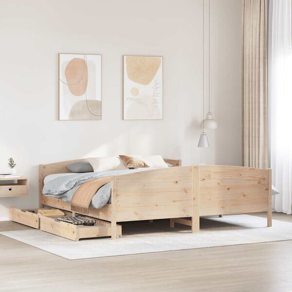vidaXL Estructura de cama sin colch&oacute;n madera maciza de pino 180x200 cm