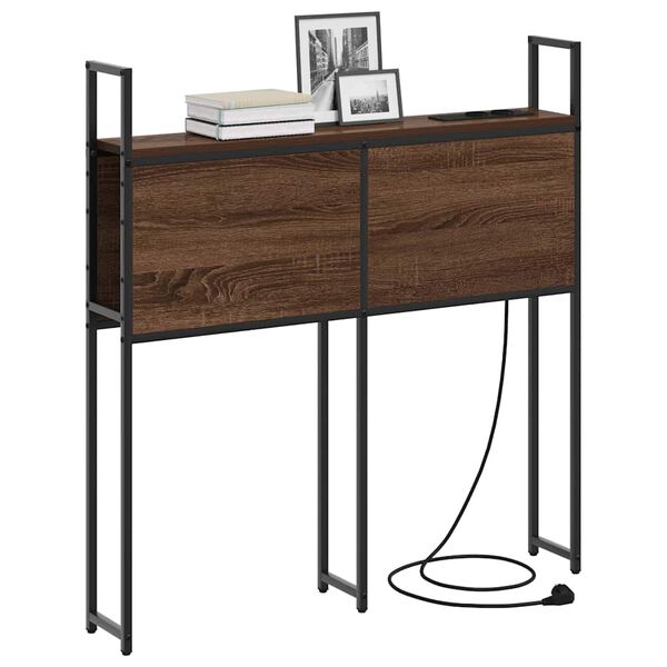 vidaXL Cabecero de Almacenamiento con Estaci&oacute;n de Carga Marr&oacute;n roble