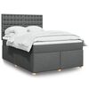 vidaXL Cama box spring con colch&oacute;n tela gris oscuro 160x200 cm
