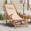 vidaXL Silla de playa plegable madera maciza de eucalipto y tela beige
