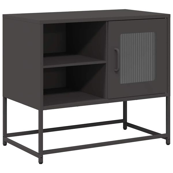 vidaXL Mueble para TV de acero negro 68x39x60,5 cm