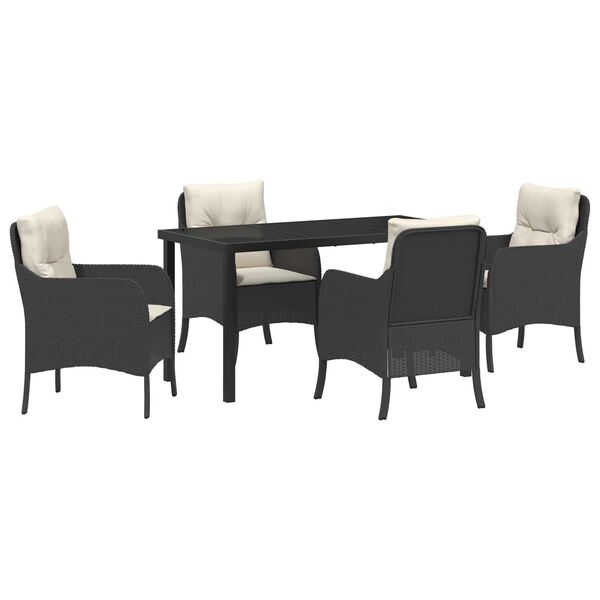 vidaXL Conjunto de Comedor de Jard&iacute;n 5 pcs Negro rat&aacute;n sint&eacute;tico