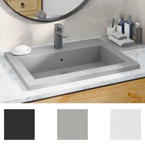 vidaXL Lavabo de granito gris 600x450x120 mm