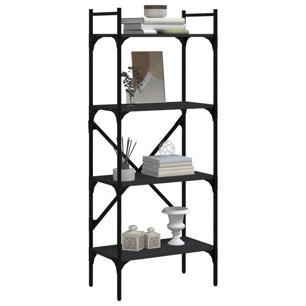 vidaXL Librer&iacute;a de 4 estantes madera ingenier&iacute;a negro 56x31,5x138,5 cm