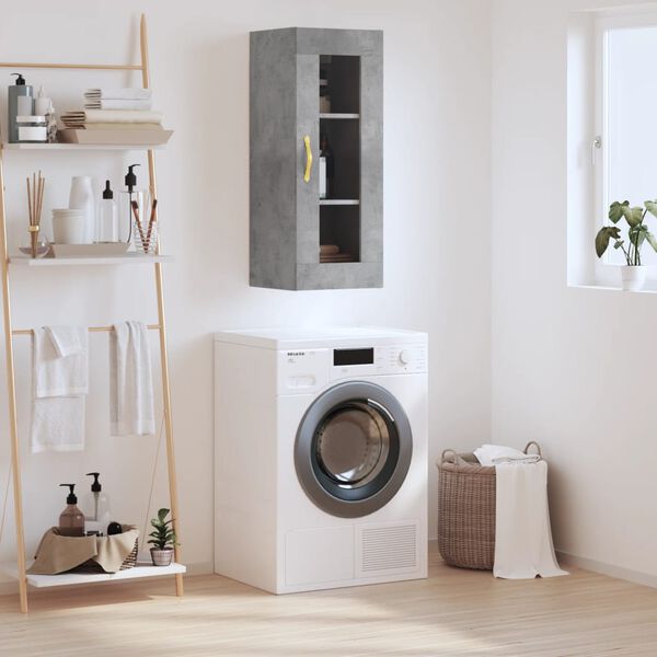 vidaXL Armario de pared gris hormig&oacute;n 34,5x34x90 cm