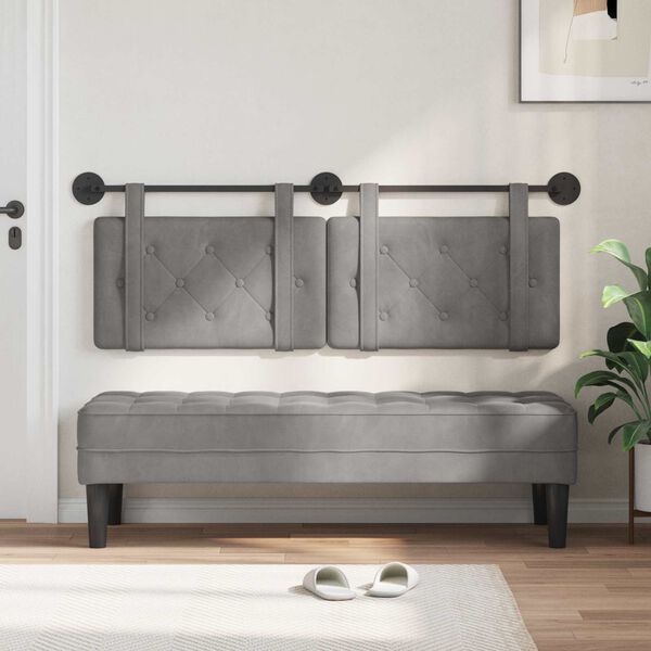 vidaXL Cabecera Colgante Gris Claro 130 x 55 x 5 cm Terciopelo