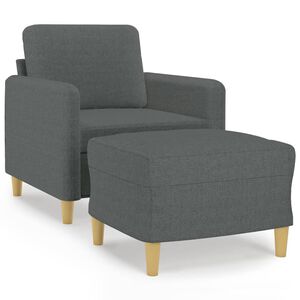 vidaXL Sill&oacute;n con taburete tela gris oscuro 60 cm