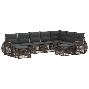 vidaXL Conjunto de sof&aacute;s de jard&iacute;n 9 pcs Gris rat&aacute;n sint&eacute;tico