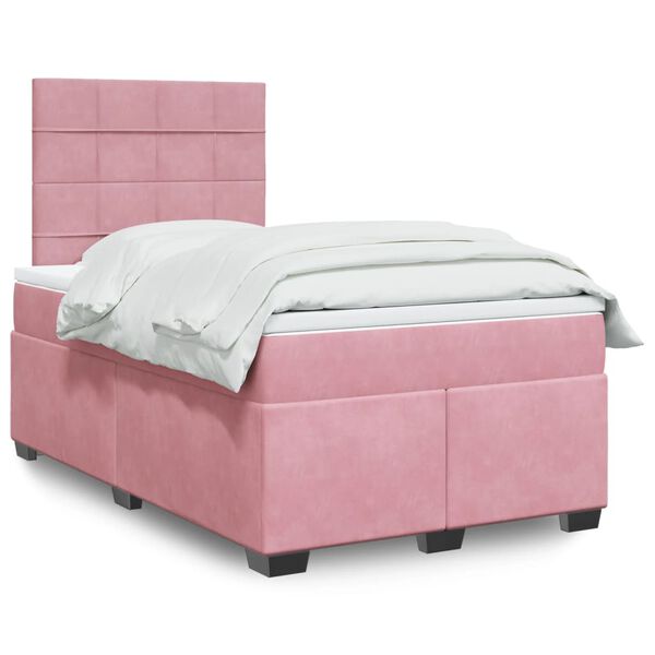 vidaXL Cama box spring con colch&oacute;n terciopelo rosa 120x190 cm