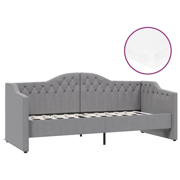 vidaXL Sof&aacute; cama con colch&oacute;n USB de tela gris claro 90x200 cm