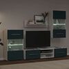 vidaXL Muebles para TV 5 piezas con iluminación LED índigo mate