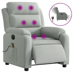 vidaXL Sill&oacute;n reclinable de masaje el&eacute;ctrico terciopelo gris claro