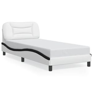 vidaXL Estructura de cama sin colch&oacute;n Hvar cuero sint&eacute;tico blanco y negro