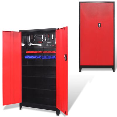 vidaXL Armario de herramientas 2 puertas acero negro/rojo 90x40x180 cm