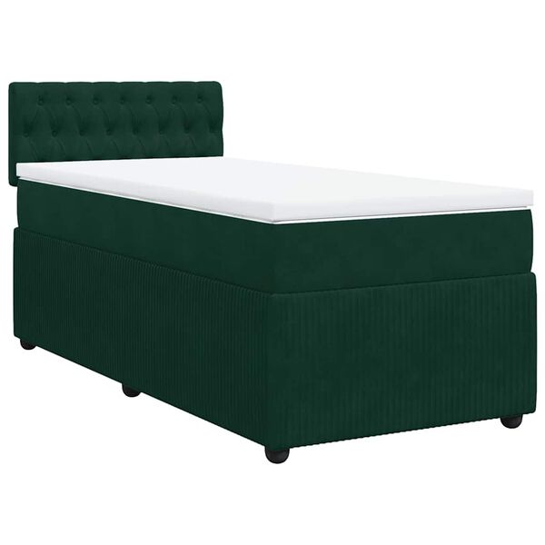 vidaXL Cama box spring con colch&oacute;n terciopelo verde oscuro 100x200 cm