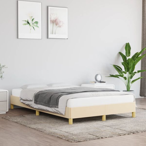 vidaXL Estructura de cama sin colch&oacute;n tela crema 120x190 cm