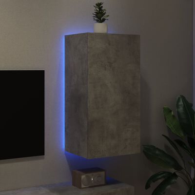 vidaXL Mueble de TV de pared con luces LED gris hormigón 40,5x35x80 cm