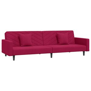 vidaXL Sof&aacute; cama de 2 plazas con dos almohadas terciopelo rojo tinto