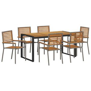 vidaXL Conjunto de Comedor de Jard&iacute;n 7 pcs Gris y marr&oacute;n