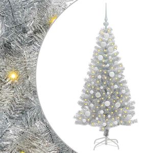 vidaXL &Aacute;rbol de Navidad con 150 LED con soporte Plateado 120 cm PET