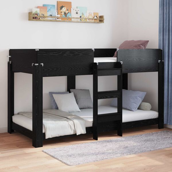 vidaXL Cama Litera para Ni&ntilde;os con colch&oacute;n Roble Negro 100 x 190 cm