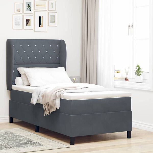 vidaXL Cama tipo Box Spring Gris oscuro 200 x 100 cm Terciopelo