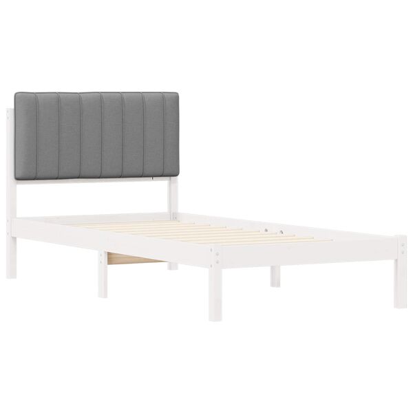 vidaXL Estructura de Cama con Cabecera Tapizada Gris Claro 90 x 190 cm