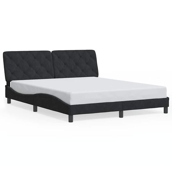 vidaXL Estructura de cama sin colch&oacute;n terciopelo negro 160x200 cm