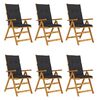 vidaXL Sillas plegables 6 uds madera maciza acacia y cojines