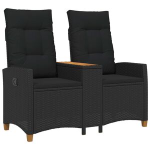 vidaXL Banco reclinable con mesa con coj&iacute;n Negro 126 x 65 x 112 cm