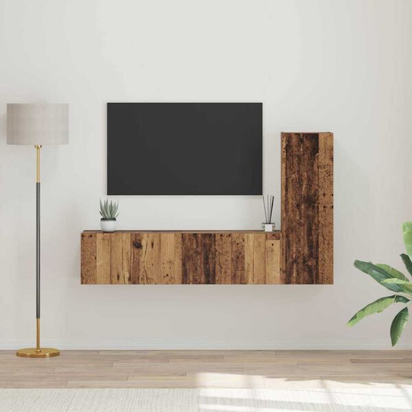 vidaXL Conjunto de mueble de TV 3 pcs Madera envejecida