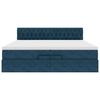 vidaXL Cama otomana con colchones y luces LED azul oscuro 200x200 cm