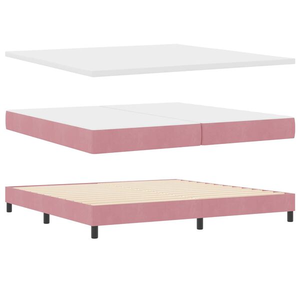 vidaXL Cama tipo Box Spring con colch&oacute;n Rosa 200 x 200 cm Poli&eacute;ster