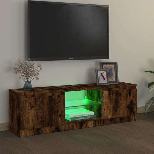 vidaXL Mueble de TV con luces LED roble ahumado 120x30x36 cm