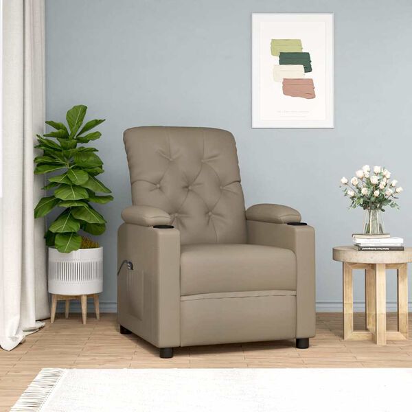 vidaXL Sill&oacute;n elevable cuero sint&eacute;tico color capuchino