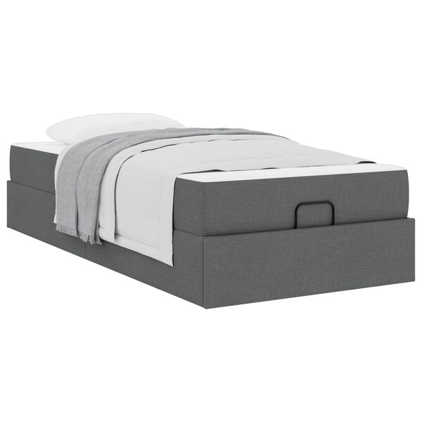 vidaXL Estructura de cama con colch&oacute;n 2 pcs Gris Tenue tela