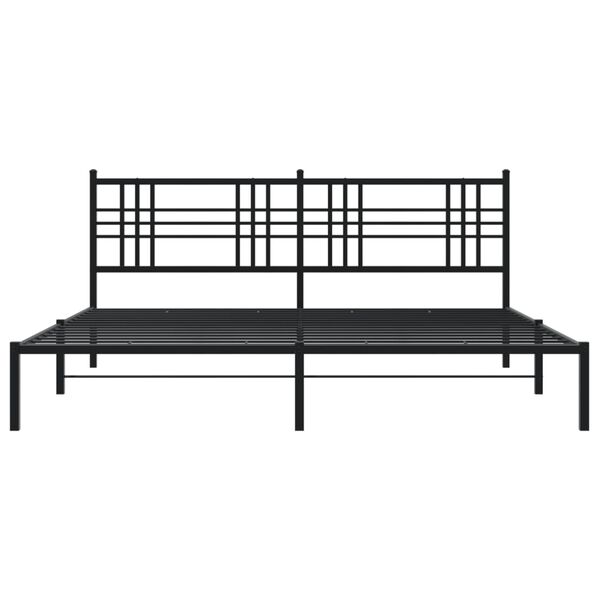 vidaXL Estructura cama sin colch&oacute;n con cabecero metal negro 200x200 cm