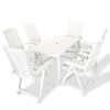vidaXL Juego de comedor de jard&iacute;n 7 piezas pl&aacute;stico blanco