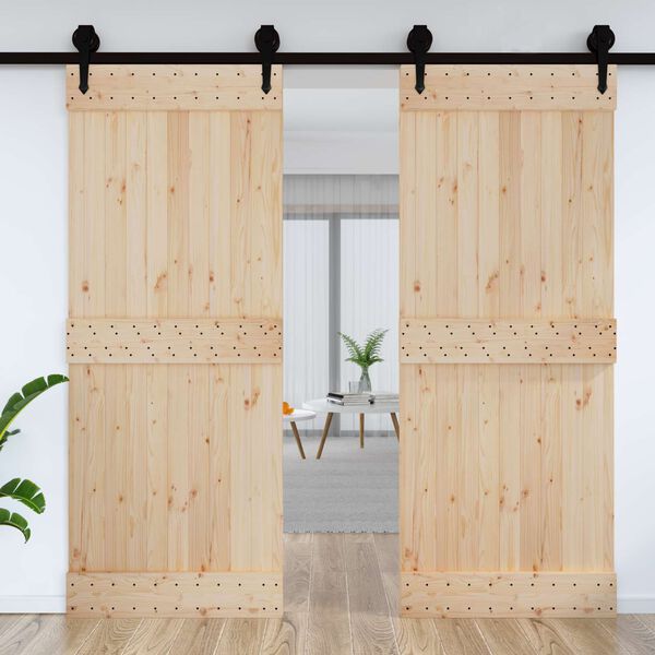 vidaXL Puerta NARVIK Natural 90 x 210 cm Madera de Pino S&oacute;lido