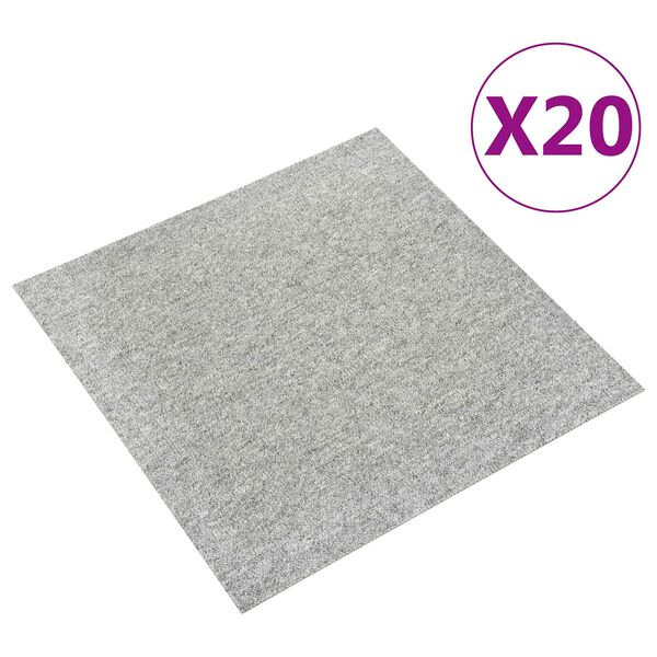 vidaXL Alfombra 20 pcs Gris Claro 50 x 50 cm 100% Polipropileno
