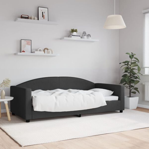 vidaXL Sof&aacute; cama sin colch&oacute;n tela negro 90x190 cm