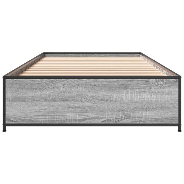 vidaXL Estructura cama madera ingenier&iacute;a metal gris Sonoma 100x200 cm