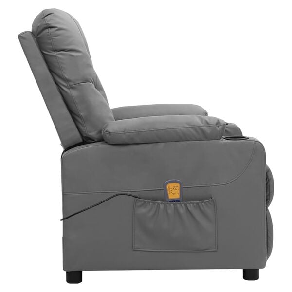vidaXL Sill&oacute;n de masaje de cuero sint&eacute;tico gris