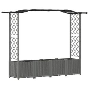 vidaXL Cama elevada con trellis y techo Gris Claro 204 x 40 x 138 cm