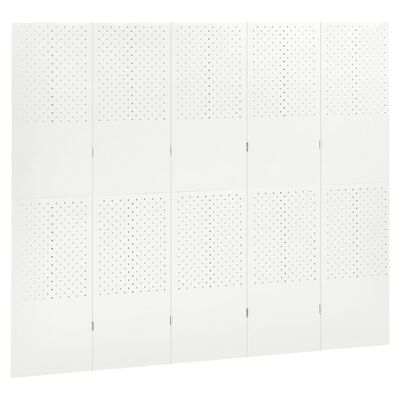 vidaXL Biombos divisores de 5 paneles 2 uds blanco acero 200x180 cm
